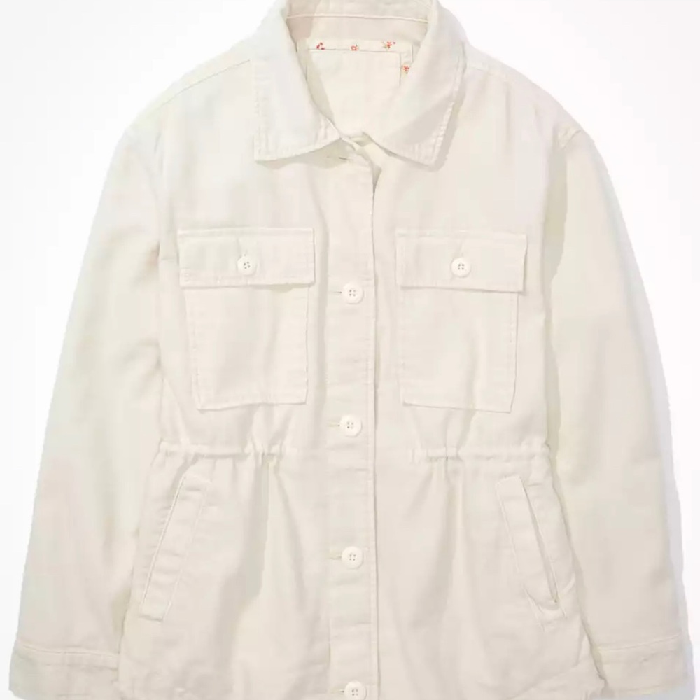 AE Military Shacket Cream Size S NWOT